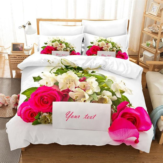 Bettwäscheset mit Blumenmuster für Mädchen und Jungen, Bettbezug und Bettlaken, B/H: 135 x 200 cm - Bild 1