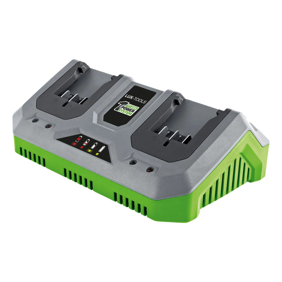 LUX-TOOLS 20 V Doppel-Schnellladegerät 1 PowerSystem in Grau - Bild 2
