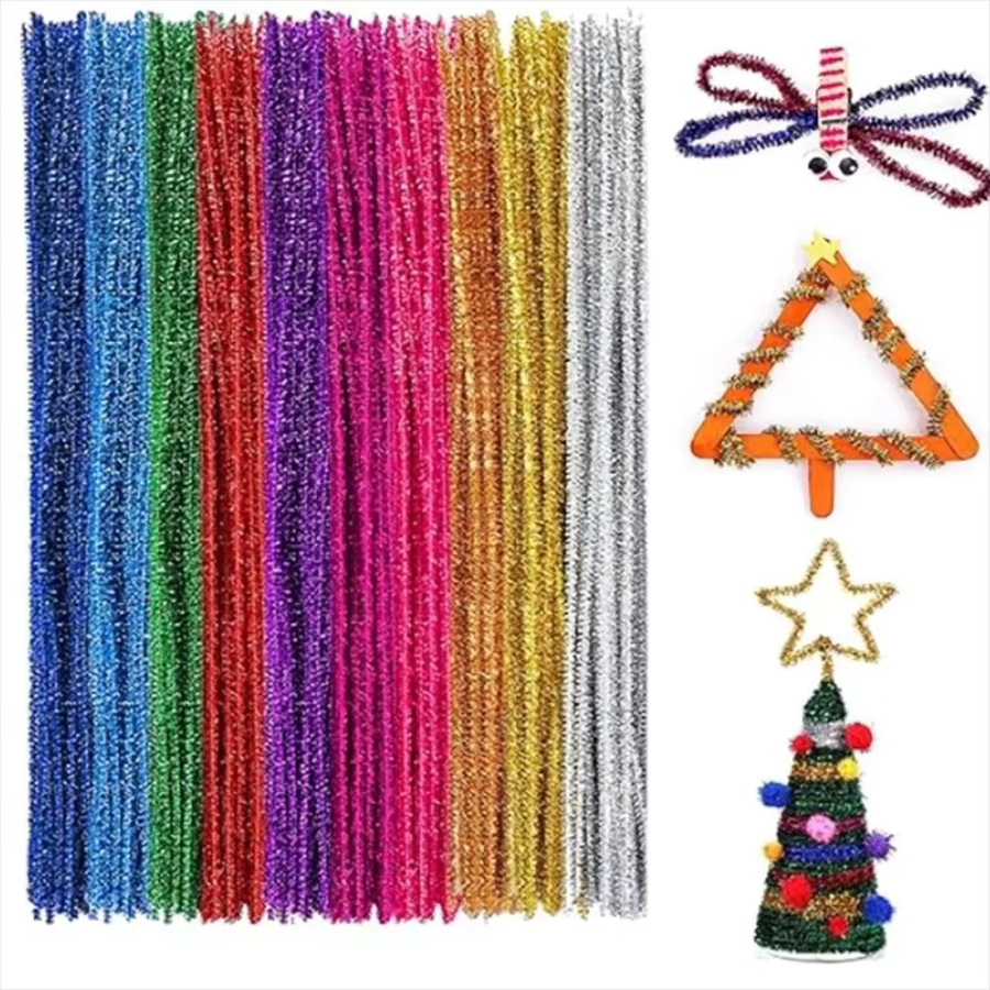 100 Stück Glitzer-Chenille-Stiele in Multicolour, 30 cm Bastelmaterial für Weihnachtsdeko und DIY-Projekte - Bild 2