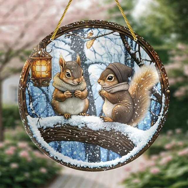 CIFBUY Glas-Anhänger mit Tiermotiven in Mehrfarbig, runde Weihnachts- und Thanksgiving-Dekoration zum Aufhängen - Bild 1