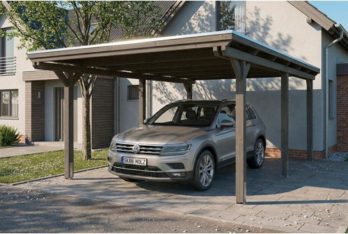 Skan Holz Carport Emsland aus Fichte mit EPDM-Flachdach in Schiefergrau B: 402 cm, T: 604 cm - Bild 1