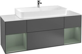 V&B Waschtischunterschrank Finion mit Wandbeleuchtung in Anthrazit matt, Breite: 160 cm - Bild 1