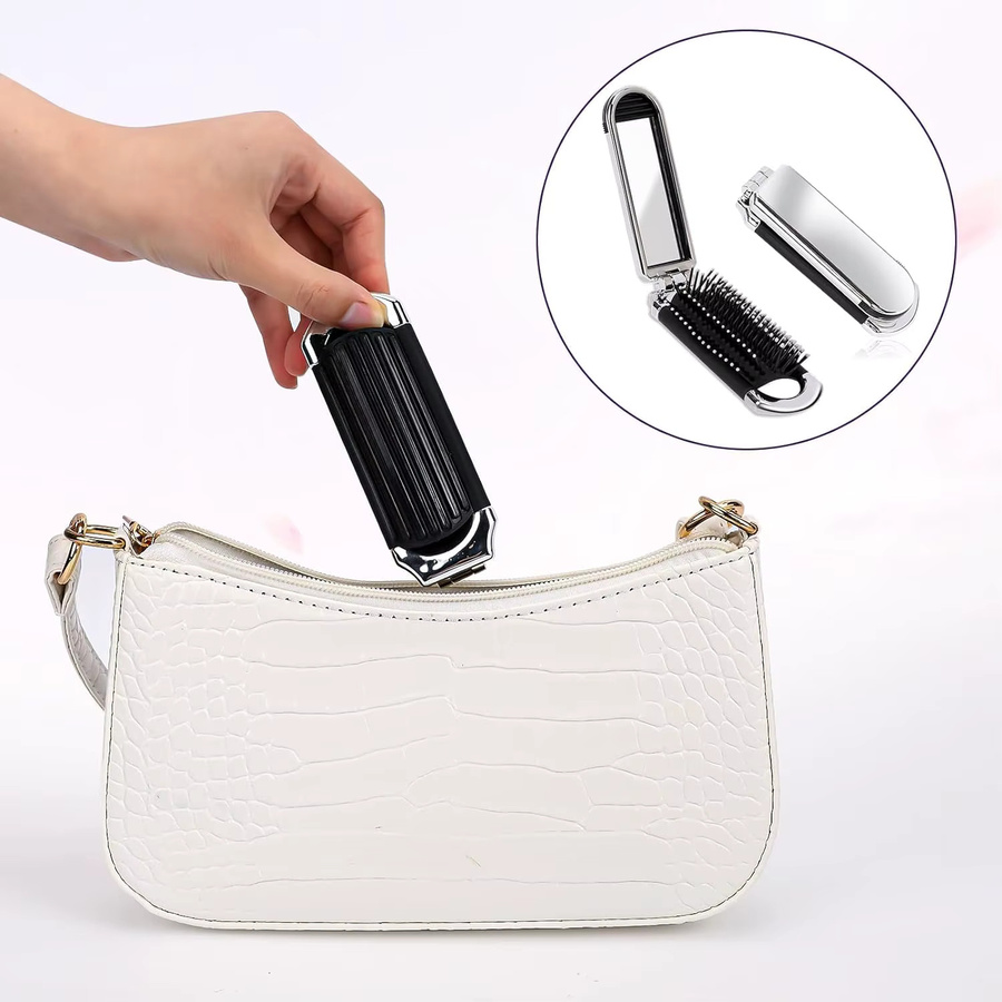 CALIYI Mini-Taschen-Haarkamm mit Spiegel, Unisex - Bild 3