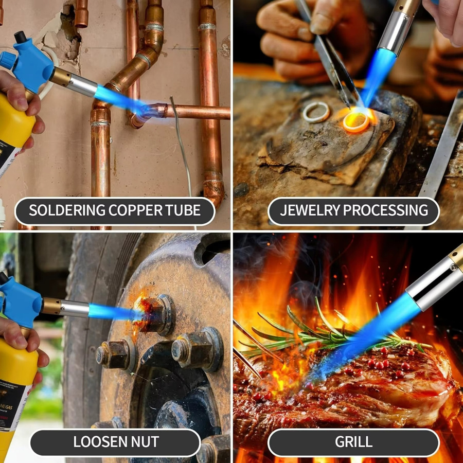 YDONGTLOGY Propan-Schweißkopf mit Mini-Trigger-Start, MAPP-Gasbrenner mit Turbo-Flamme zum Löten, Kochen und Grillen - Bild 4