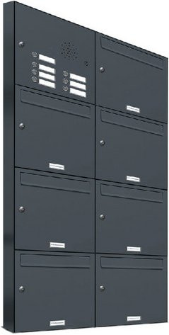 AL Briefkasten für 7 Parteien, Aufputzmontage, grau, B/H/T: 76,6 x 136,8 x 11,6 cm - Bild 1