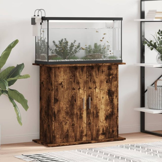 Vidaxl Aquarium Unterschrank aus Eiche in Geräuchert Braun, B/T/H: 81 x 36 x 73 cm - Bild 1