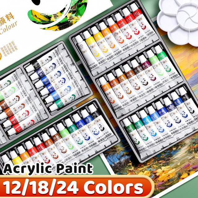 Acrylfarben-Set in Multicolour mit reichhaltigen Pigmenten für DIY-Handwerk, Zeichnen und Malen auf Leinwand oder Steinen, 5 ml pro Tube - Bild 1