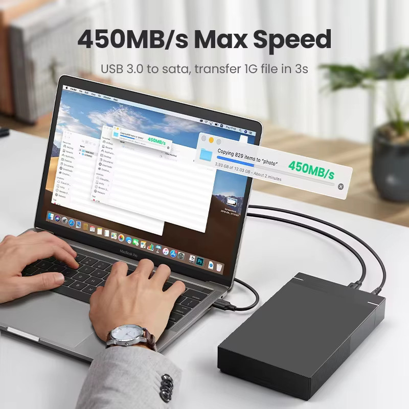 KEBIDU USB 3.0 SATA 3,5 Zoll HDD-Gehäuse, externes Festplattengehäuse für PC, Laptop und TV, Schwarz - Bild 3