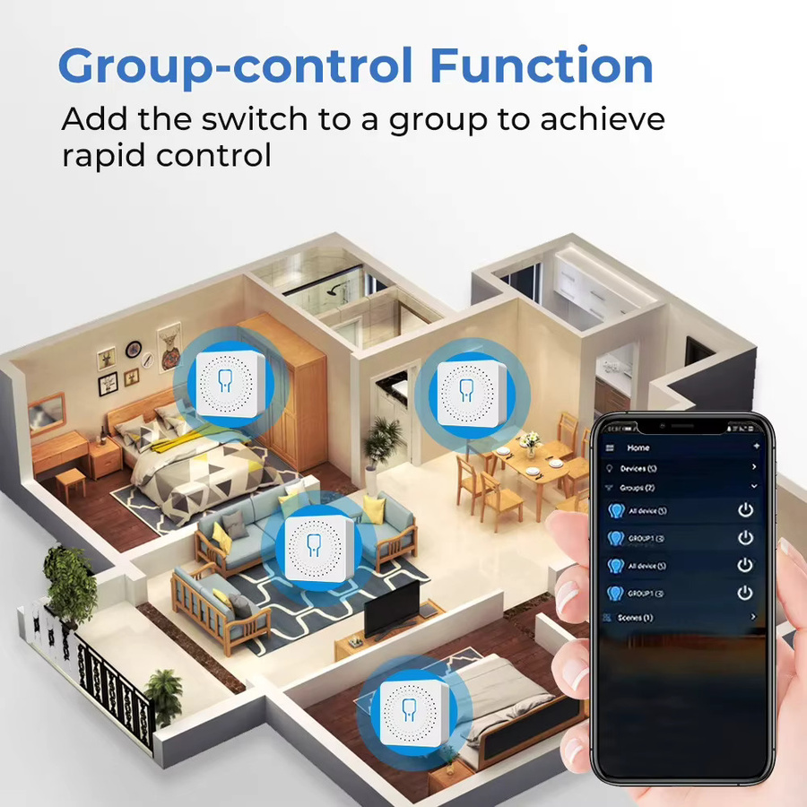 Tuya Smart Home Mini-Schalter WiFi/Zigbee 3.0 DIY Modul für 2-Wege-Steuerung, Weiß, kompatibel mit Alexa und Google Home - Bild 3