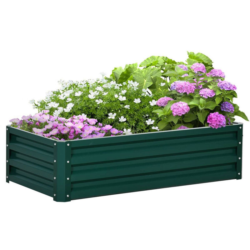 Outsunny Hochbeet aus grünem verzinktem Stahl für Garten und Terrasse, B/H/L: 60 x 30,5 x 120 cm - Bild 4