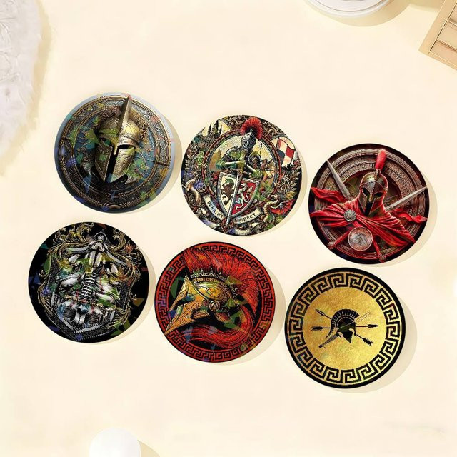 Mittelalterliches Ritterschild-Abzeichen-Set als Emaille-Pin und glänzende Glas-Anstecknadel in Antik-Optik für Rucksack und Kostüm - Bild 1