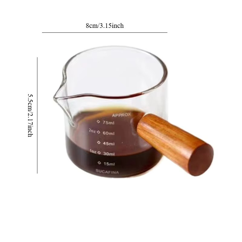Glas Messbecher mit Holzgriff in Transparent für Milch und Kaffee - Bild 6