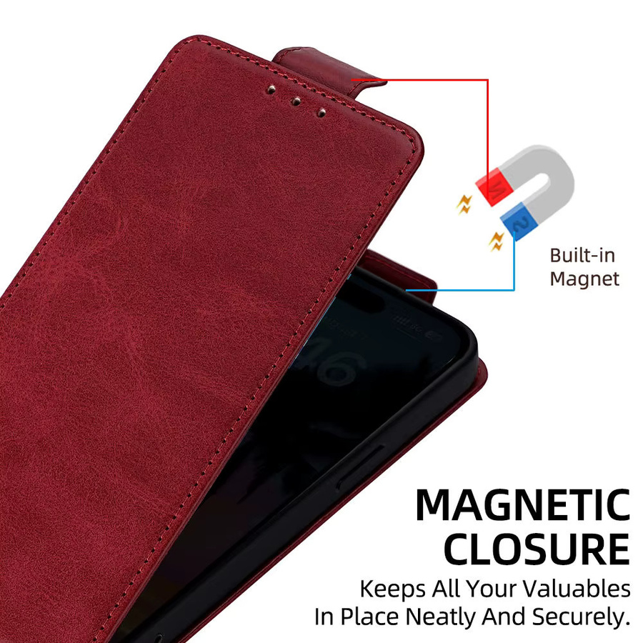 Samsung Leder-Handyhülle mit Kartenfächern für Galaxy S25 Ultra, S24 Plus, S23, S22 FE und S26 EDGE in Rot - Bild 4