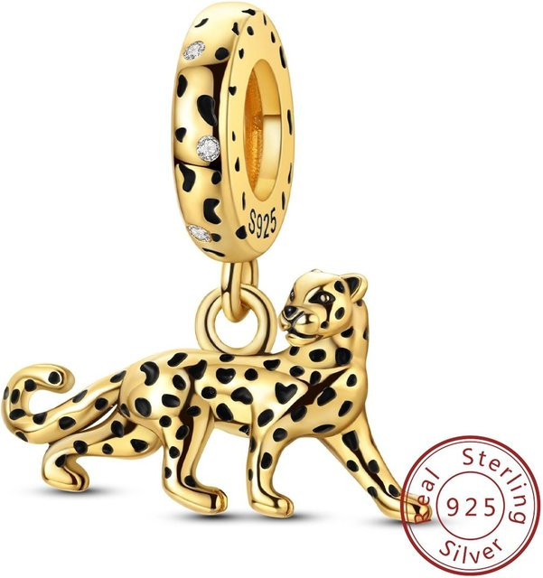 Anhänger Leopard, Goldfarben, Echtsilber, Unisex - Bild 1