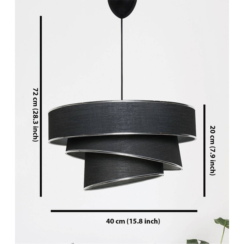 Opviq Pendelleuchte Couper aus Baumwolle in Schwarz und Silber, B/T/H: 40 x 40 x 72 cm, E27 - Bild 2