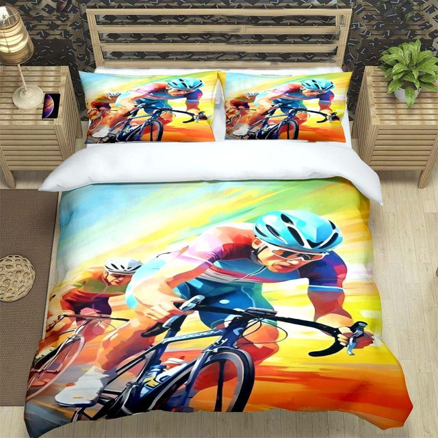 Bettwäsche-Set mit Mountainbike-Motiv von Jessica Chen, Mehrfarbig, B/H: 140 x 210 cm - Bild 1