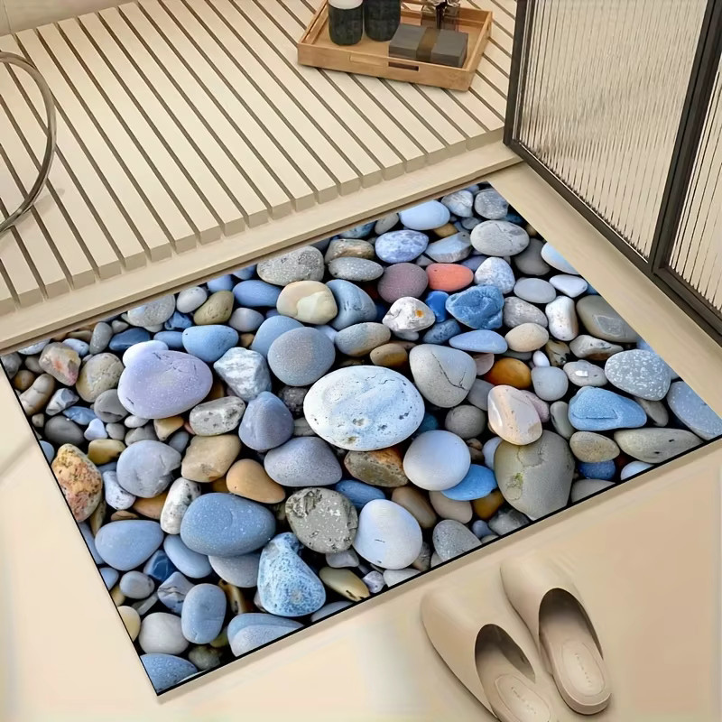 VIKAMA Natural Healing Pebble Badezimmermatte, wasserabsorbierend und rutschfest, Mehrfarbig, B/T: 60 x 40 cm - Bild 2