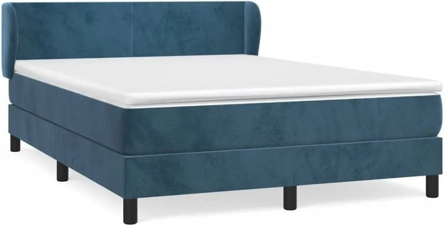 vidaXL Boxspringbett mit Matratze Dunkelblau aus Samt, Hybridbett mit Taschenfederkern, B/T/H: 140 x 190 x 78 cm - Bild 1
