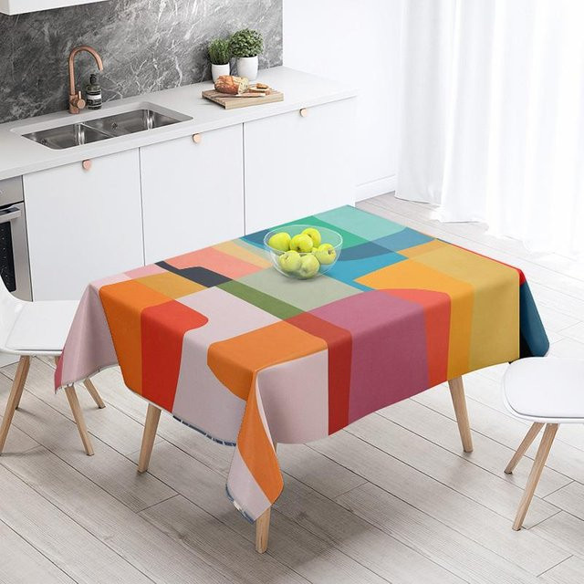Abstrakte geometrische Tischdecke von JMG Household Supplies in Mehrfarbig, wasserabweisend und modern, B/T: 140 x 200 cm - Bild 1