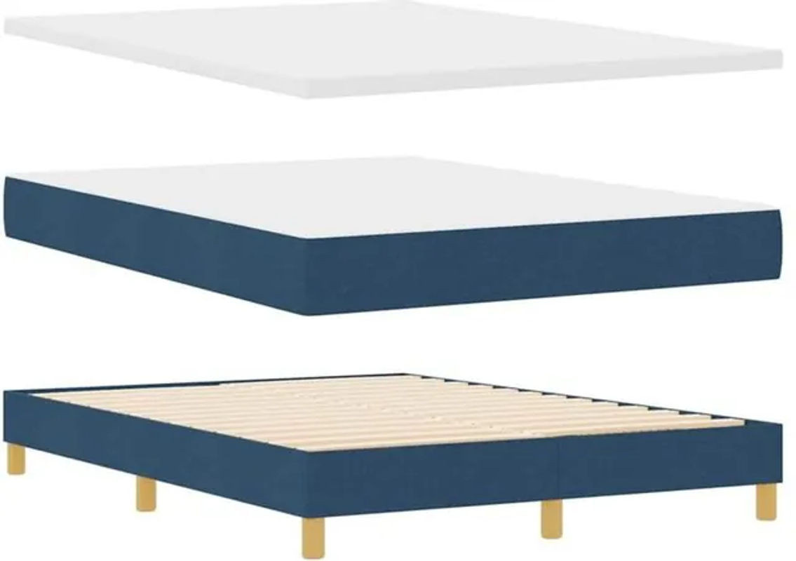 vidaXL Boxspringbett mit Matratze in Blau, modern und minimalistisch aus Stoff, B/T/H: 90 x 200 x 147 cm - Bild 1