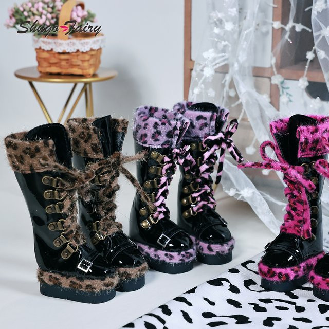 Shuga Fairy Bjd 1/4 Schuhe, Lederstiefel mit Leopardenmuster, Bjd-Puppenzubehör - Bild 1