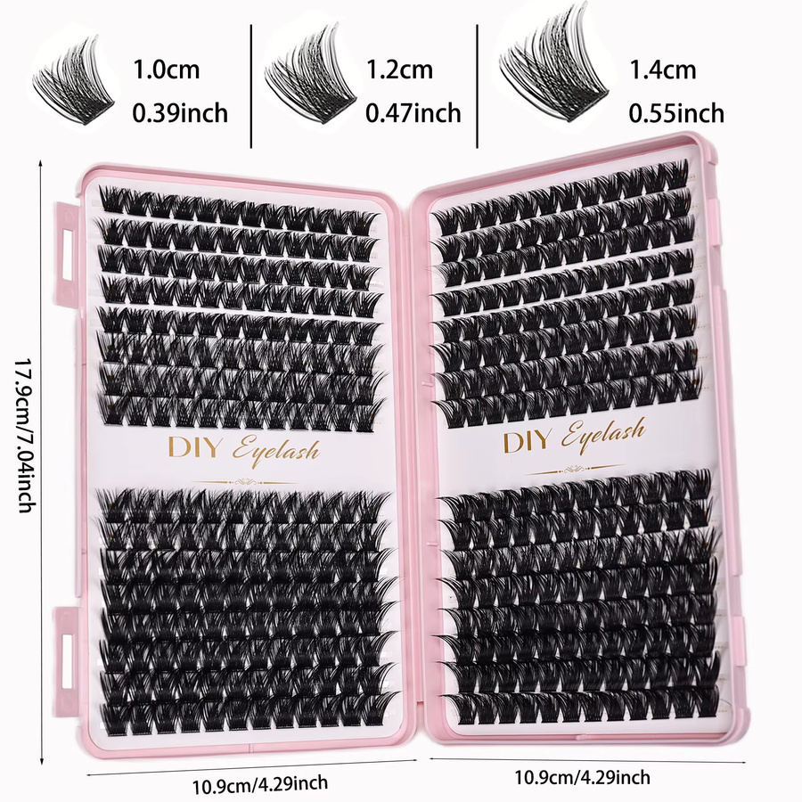 JIEFUXIN Einzelwimpern Cluster-Wimpern Set, 384 Stück, Black, Unisex - Bild 4