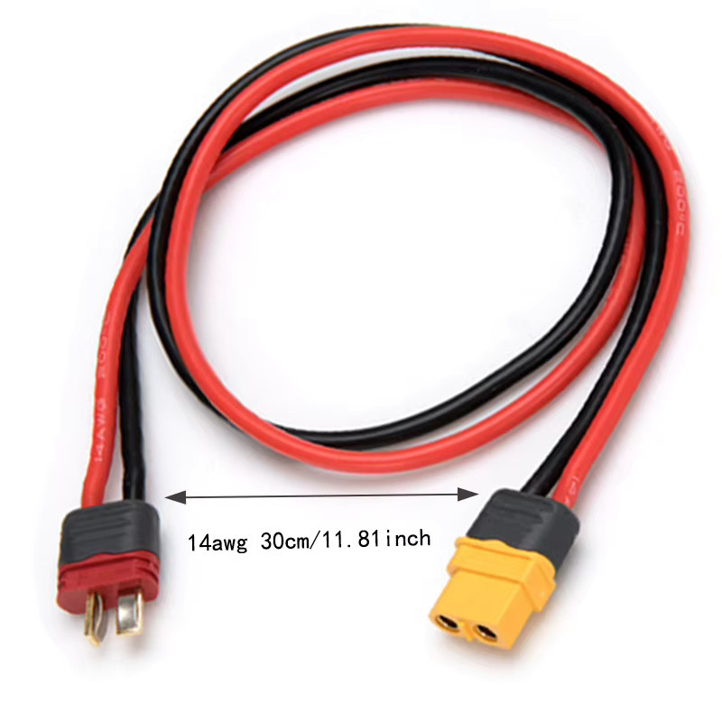 2er-Set XT60H Weiblich auf Amass Deans Stecker Adapter, 14AWG Ladekabel, 30 cm Länge, Rot - Bild 2