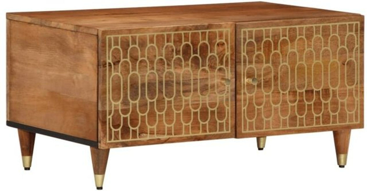 Couchtisch aus Massivholz Mango in Braun im Retro-Design von vidaxl B/T/H: 80 x 50 x 40 cm - Bild 1