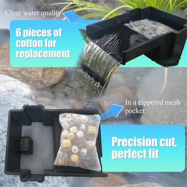 Pond BOSS Teichfilter-Medien-Set für Wasserfallüberlauf mit 6 Filterpads und Keramikringen - Bild 1