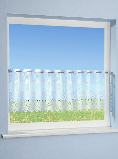Fensterbehang Heine in Weiß mit Grafikdesign aus 100% Polyester und Lochleiste - Bild 1