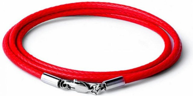 Zhiku Halskette Lederseil, Edelstahl, Rot, 50 cm, Unisex - Bild 1