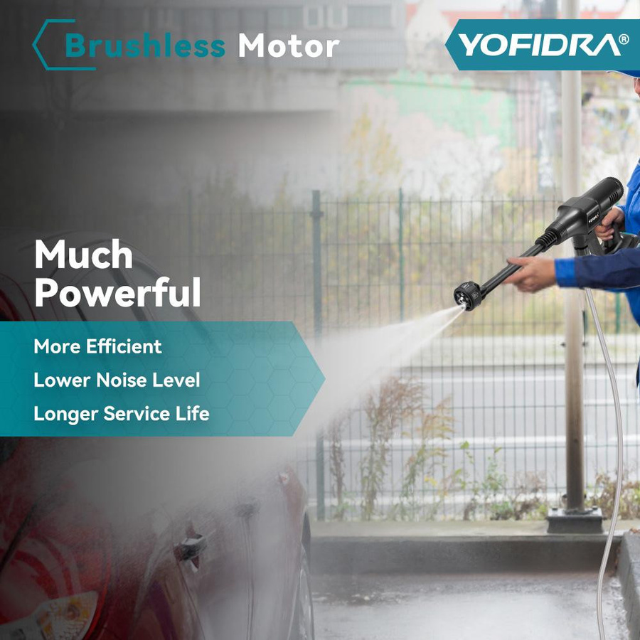 YOFIDRA 6in1 Bürstenloser Hochdruckreiniger mit 200 Bar und Akku für Makita 21V 18V Pin - Bild 13