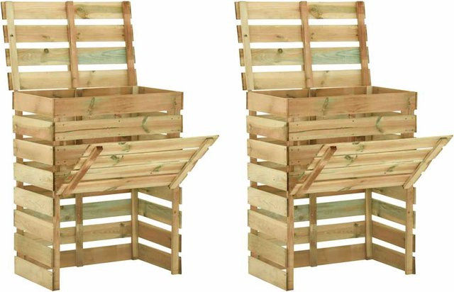 VD Home Furnishing Holz-Kompostbehälter Set aus 2 Stück in Braun, B/T/H: 80 x 50 x 100 cm - Bild 1