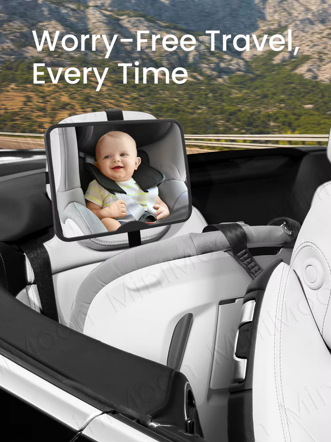 Bruchsicherer Babyautospiegel von momo&dudu in Grau oder Schwarz mit UV-Schutz und klarer Sicht - Bild 6