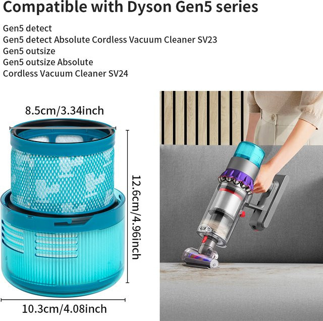 Dyson Ersatzfilter für Gen5 Akku-Staubsauger mit HEPA-Filterzubehör in Blau, Teilenummer 972352-01 - Bild 1