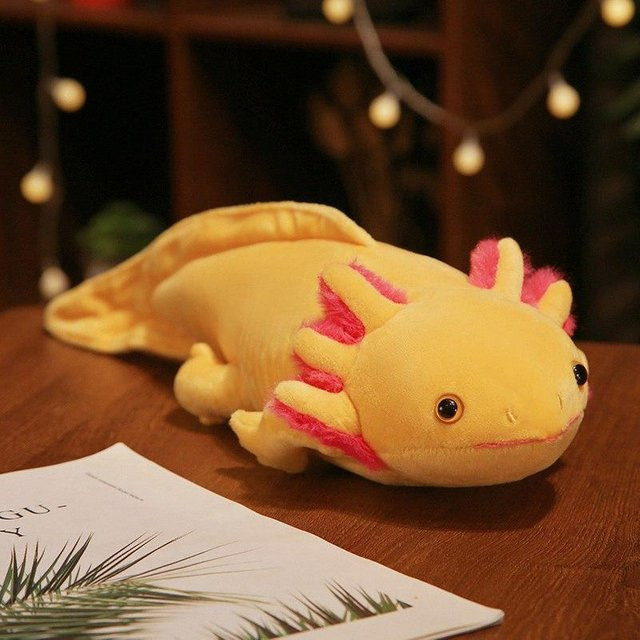 Axolotl Molch Salamander Unterwassertier Plüschtier Rosa Gelb Grau Blau - Bild 1