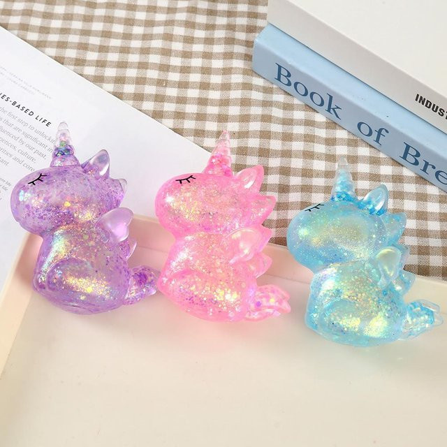 Glitzer Einhorn Squishy, pink, transparentes Dekompression Sensorisches Spielzeug - Bild 1
