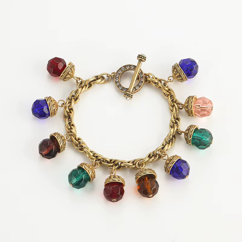 STALAIT Armband, mehrfarbige Kristallkette, 18 Karat vergoldet, Damen - Bild 4