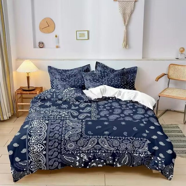 Bettwäsche-Set Your Warm Home mit Paisley-Muster in Blau, 3-teilig aus Mikrofaser, B/H: 140 x 210 cm - Bild 1