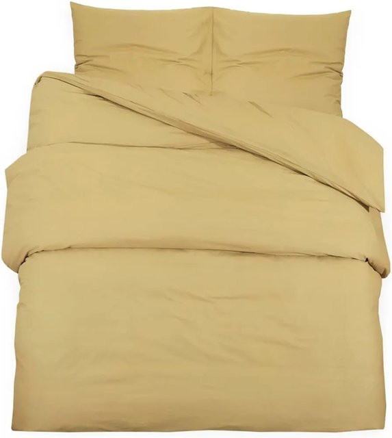 vidaXL Bettwäsche-Set aus Mikrofaser in Beige mit 1 Deckenbezug und 2 Kissenbezügen, B/H: 240 x 220 cm, Kissenbezüge: 60 x 70 cm - Bild 1