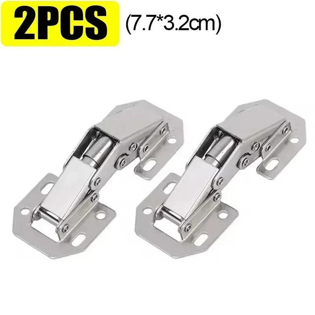 Yiran Furniture 12er Set Schrankscharniere aus Stahl mit Soft-Close-Funktion und hydraulischem Puffer in Chrom/Silber - Bild 1