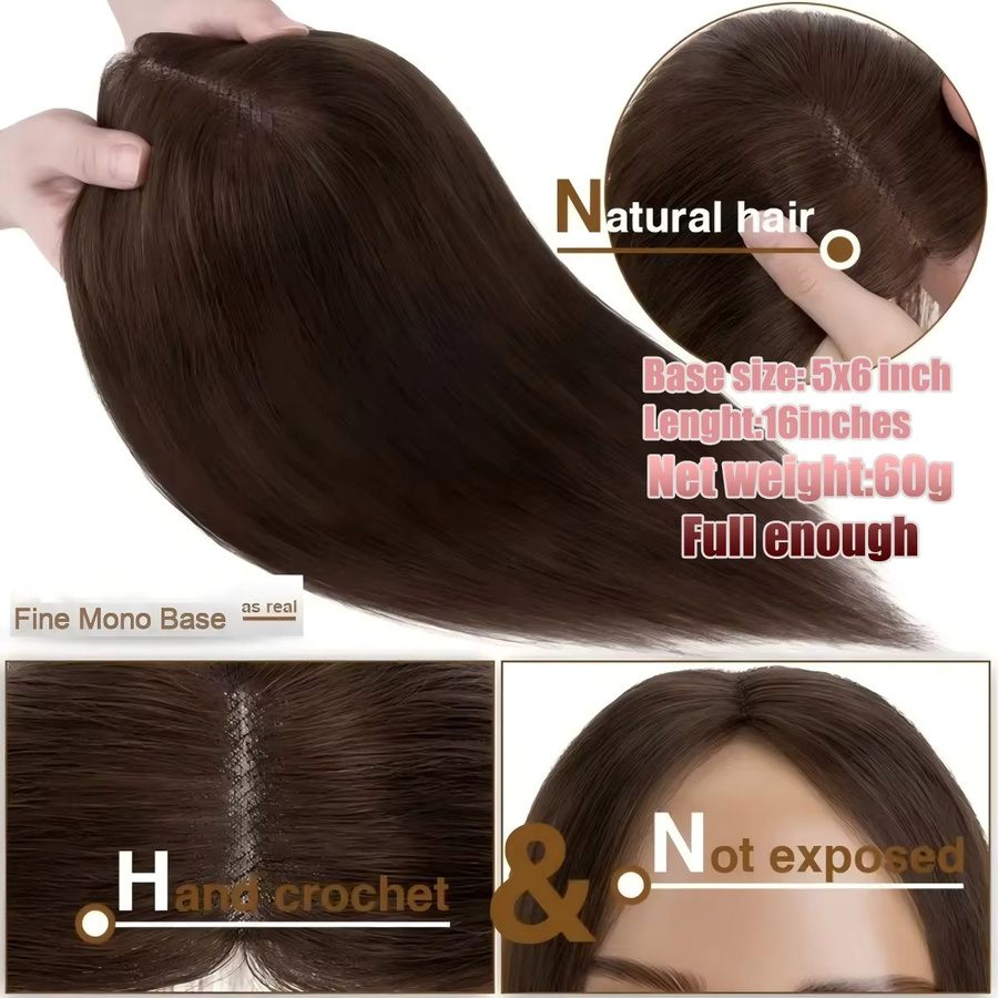 CC YOUNG Haarteilsystem, 100 % Echthaar, Mono- und PU-Basis, Clips - Bild 5