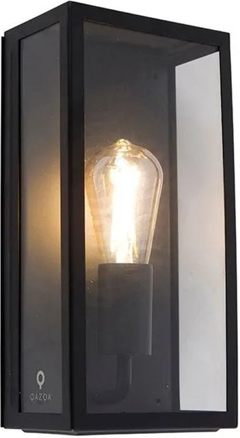 QAZQA Industrielle Außenwandlampe Rotterdam in Schwarz aus Edelstahl und Glas mit IP44 Schutzklasse, E27, dimmbar, B/H/T: 16,0 x 33,5 x 10,0 cm - Bild 1