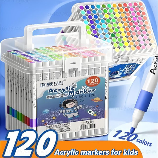 Acryl-Pinsel-Marker-Set mit flüssiger Tinte und tragbarem Etui in Multicolour für Kunst und DIY-Projekte - Bild 1