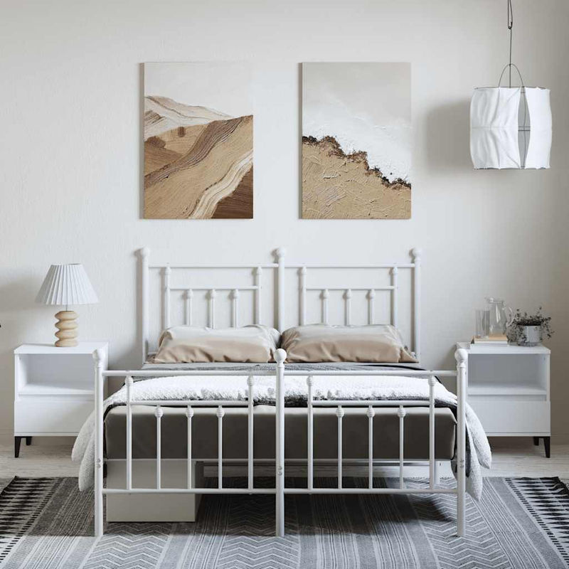 Vidaxl Metall-Bettgestell mit Kopfteil und Fußteil in Weiß, B/T/H: 150 x 200 cm - Bild 3