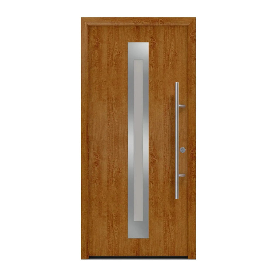 EcoStar Haustür Isopro Secur IPS 770S mit Glaseinsatz, Farbe: Golden Oak (Braun), B/H: 110 x 210 cm, DIN Rechts, RC2 Schutzklasse - Bild 2