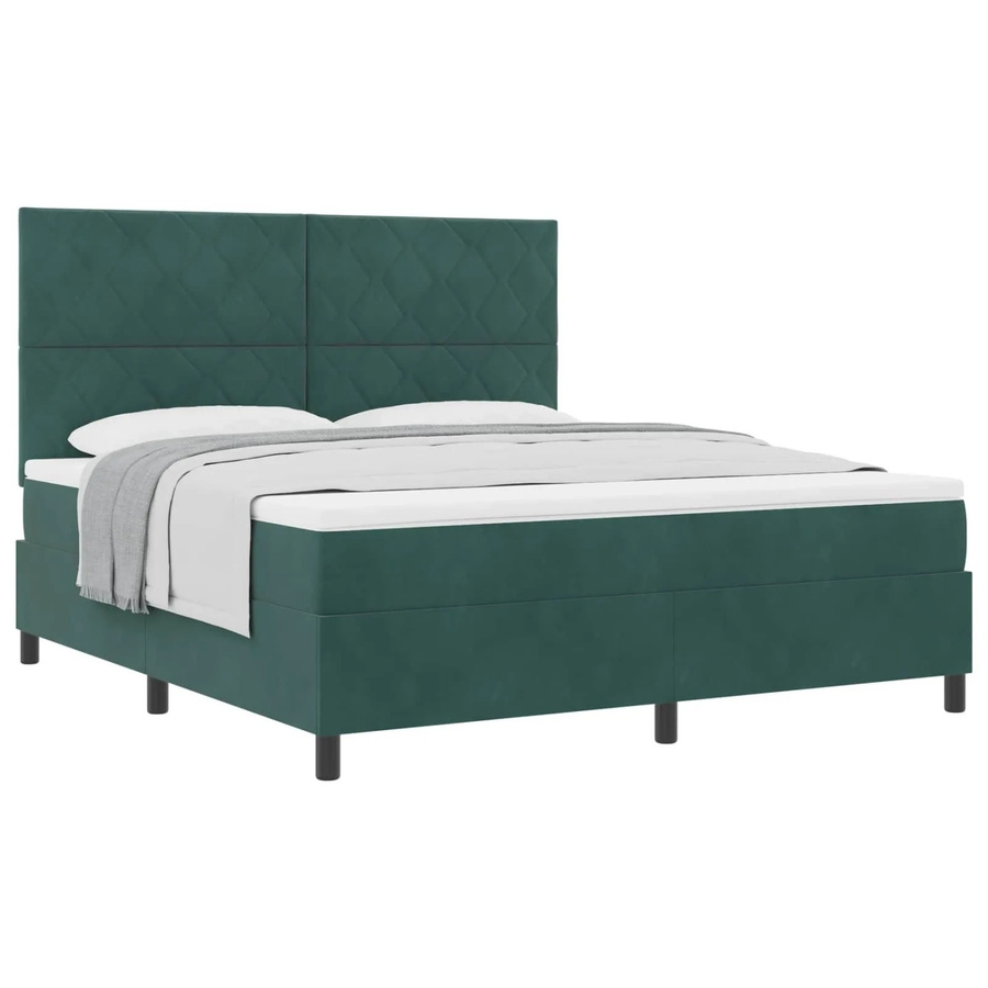 vidaXL Boxspringbett mit Matratze und Taschenfederkern in Dunkelgrün, B/T: 180 x 200 cm - Bild 2