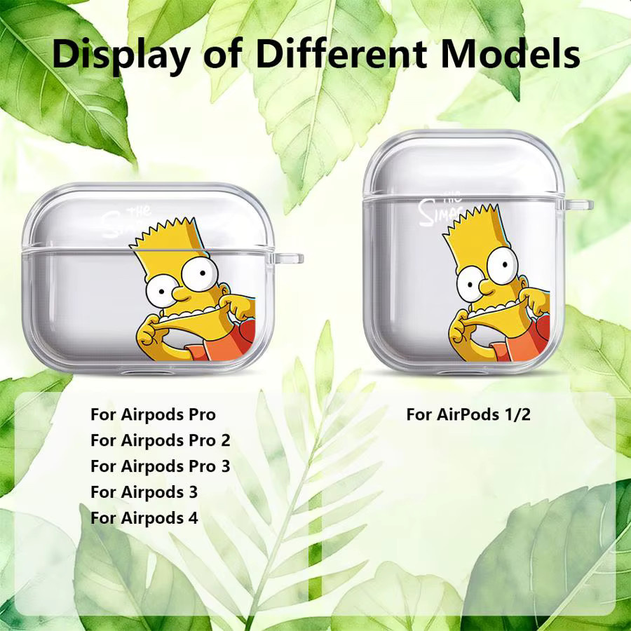 Transparente Kopfhörerhülle im Simpson-Design für Apple AirPods Pro 1 2 3 und Pro 2 Generation - Bild 2