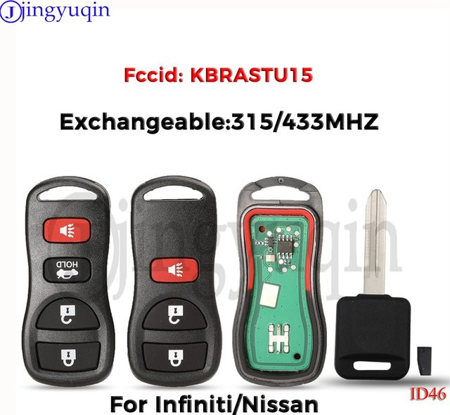 Jingyuqin KBRASTU15 Auto-Fernbedienungsschlüssel für Infiniti und Nissan Modelle (315/433MHz) - Bild 1