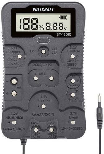 VOLTCRAFT Batterietester BT-12DIG in Anthrazit für 1,2 V, 1,5 V, 3 V, 3,7 V, 6 V und 9 V - Bild 1